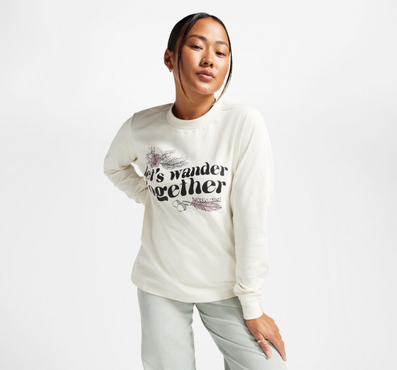 Converse Let's Wander Together Long Sleeve T-Shirt Egret | 4580-WCUYN