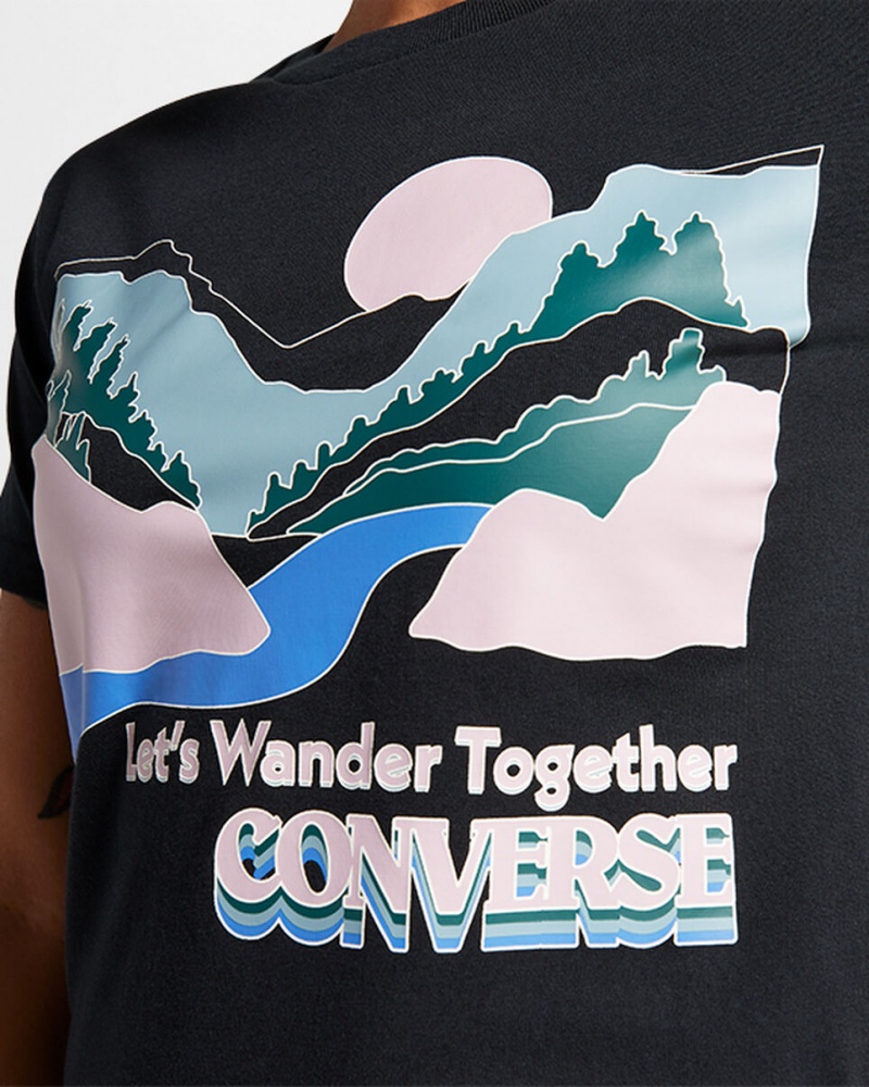 Converse Outdoor Art T-Shirt Pretas | 8716-MQPDA