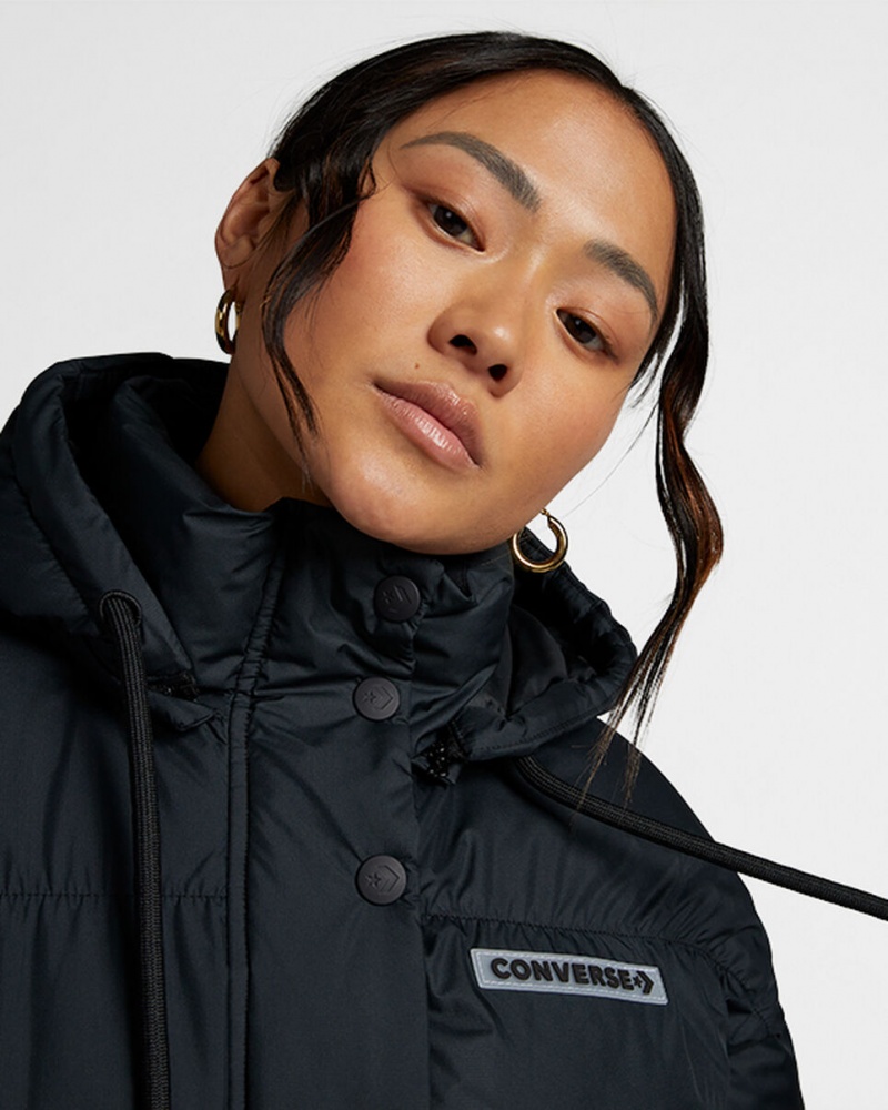 Converse Oversized Super Puffer Jacket Pretas | 4352-MZNBY