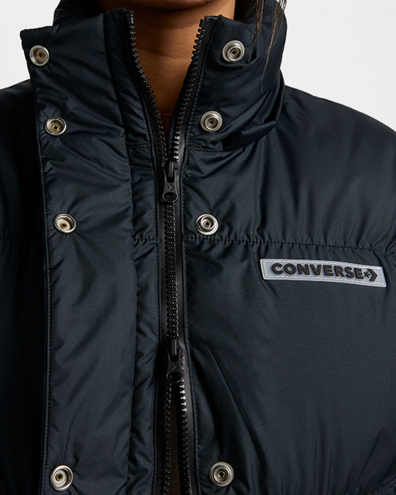 Converse Oversized Super Puffer Jacket Pretas | 4352-MZNBY