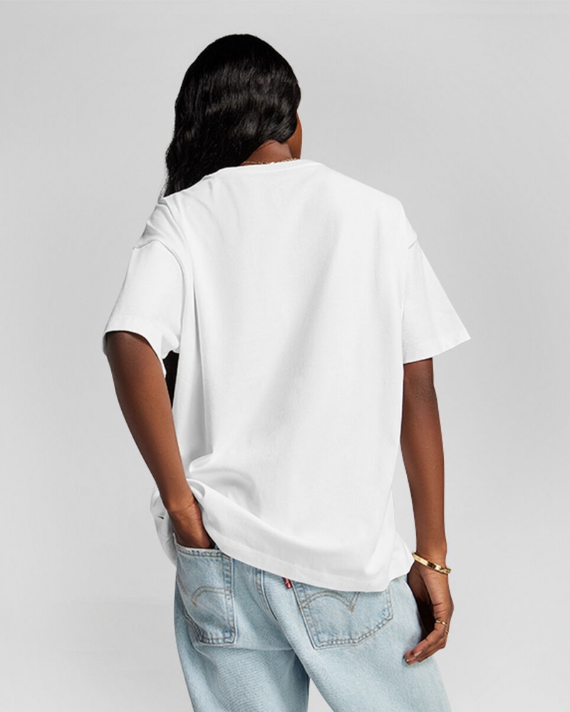 Converse Oversized Wordmark T-Shirt Branco | 3016-PUVXB