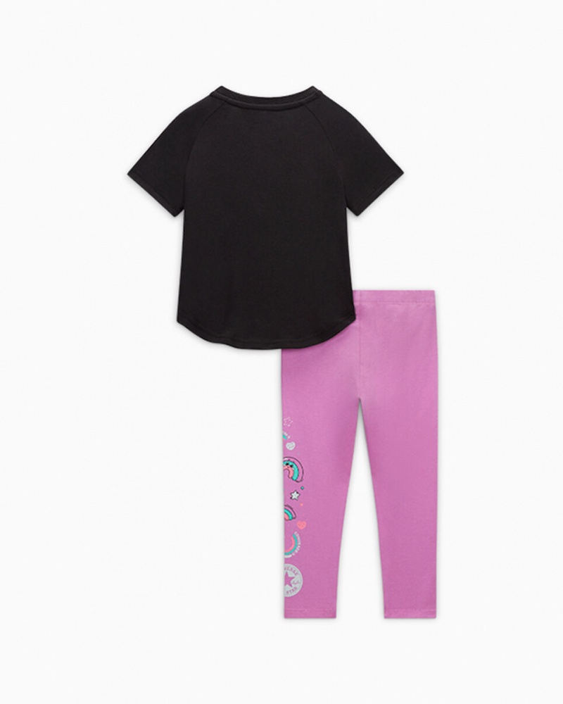 Converse Rainbow Floral T-Shirt & Leggings Set Grape Fizz | 0784-UKRBG