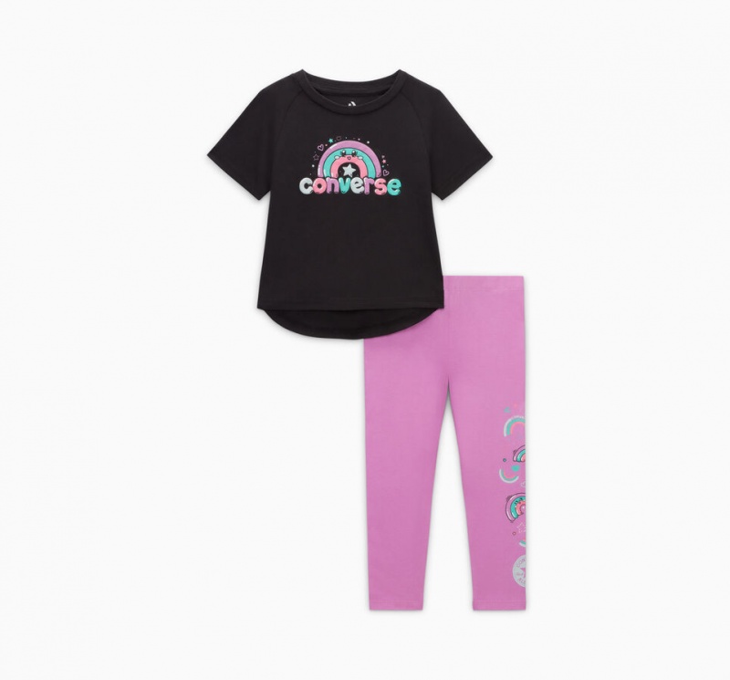 Converse Rainbow Floral T-Shirt & Leggings Set Grape Fizz | 0784-UKRBG