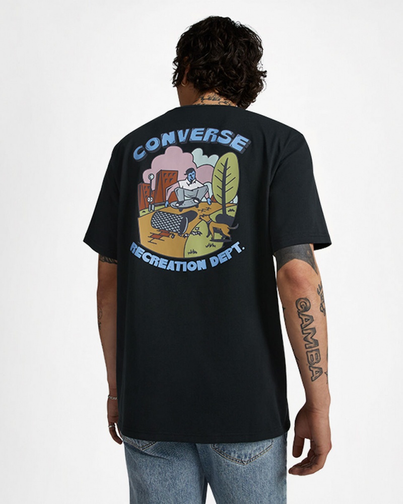 Converse Recreation Department Gráficas T-Shirt Pretas | 0978-GHWCN