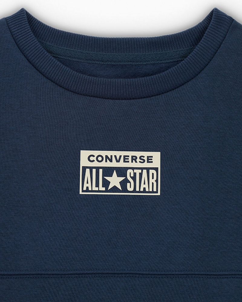 Converse Relaxed Fleece Crew Azul Marinho | 6783-BWUVZ