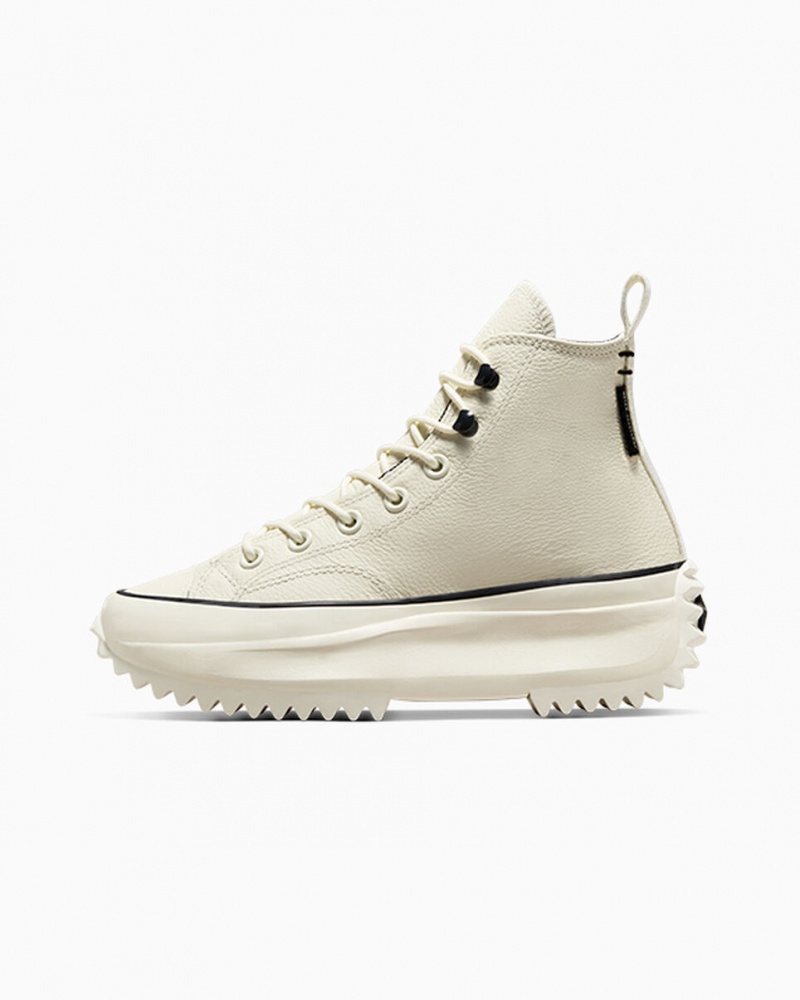 Converse Run Star Hike Plataforma Couro Pretas Branco | 3985-FKDEL