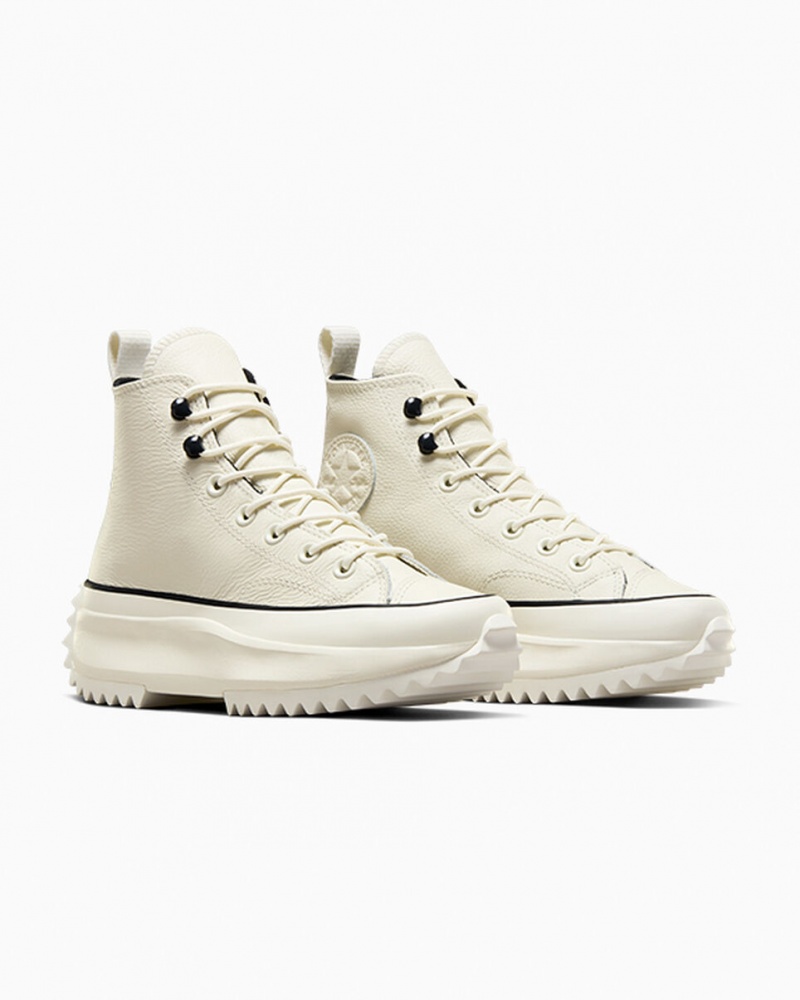 Converse Run Star Hike Plataforma Couro Pretas Branco | 3985-FKDEL