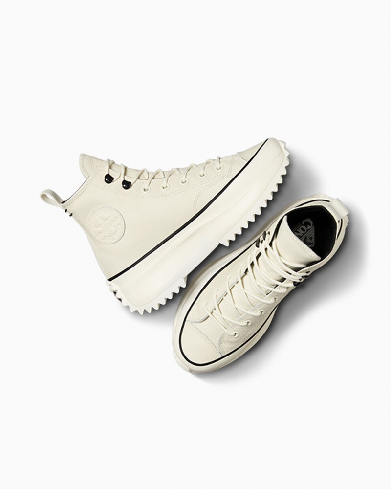 Converse Run Star Hike Plataforma Couro Pretas Branco | 3985-FKDEL