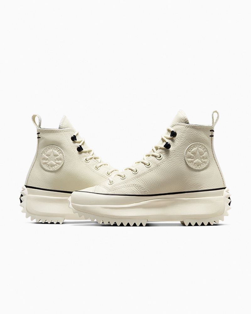 Converse Run Star Hike Plataforma Couro Pretas Branco | 3985-FKDEL