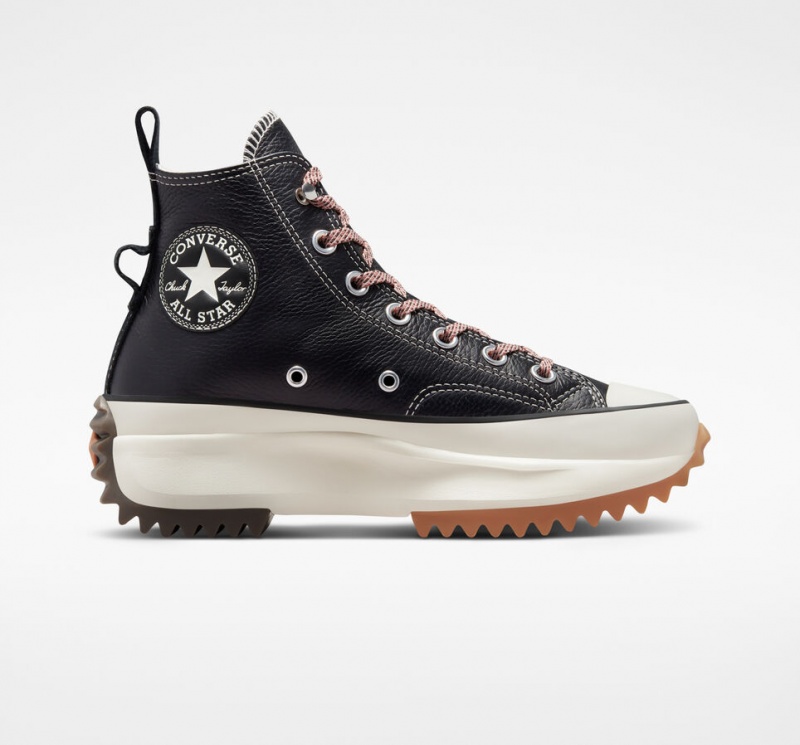 Converse Run Star Hike Plataforma Couro Pretas | 8057-CTQJD