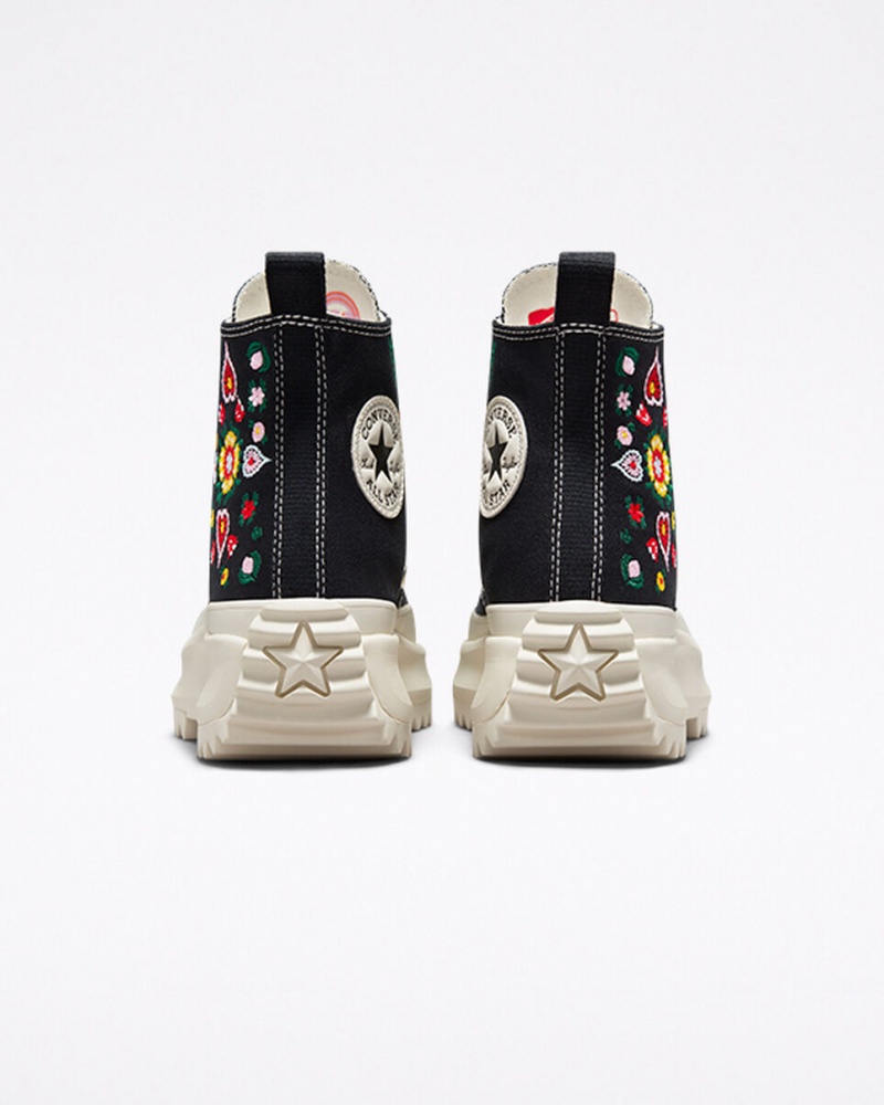 Converse Run Star Hike Plataforma Floral Embroidery Pretas | 6471-YUIWT