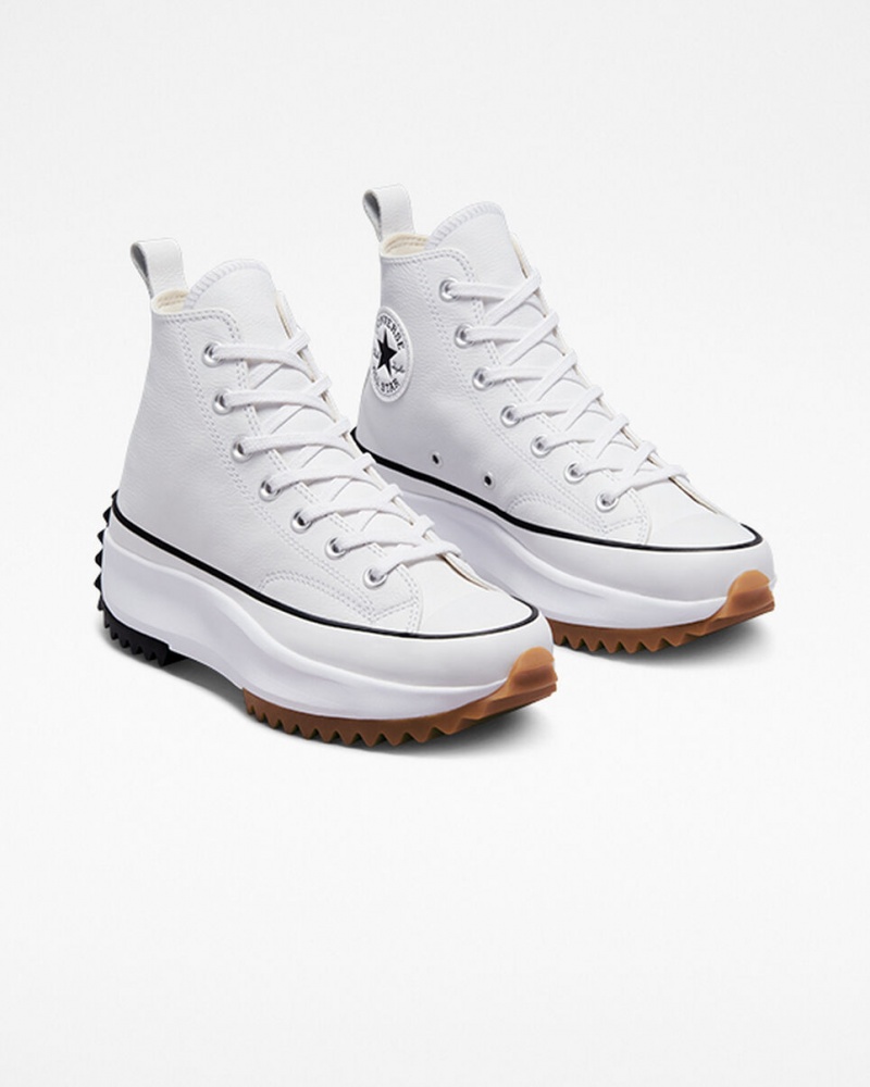 Converse Run Star Hike Plataforma Foundational Couro Branco Pretas | 6982-OMCLU