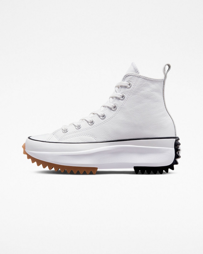 Converse Run Star Hike Plataforma Foundational Couro Branco Pretas | 4987-XCJAB