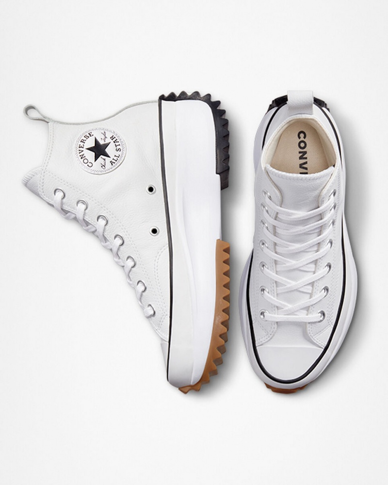 Converse Run Star Hike Plataforma Foundational Couro Branco Pretas | 4987-XCJAB