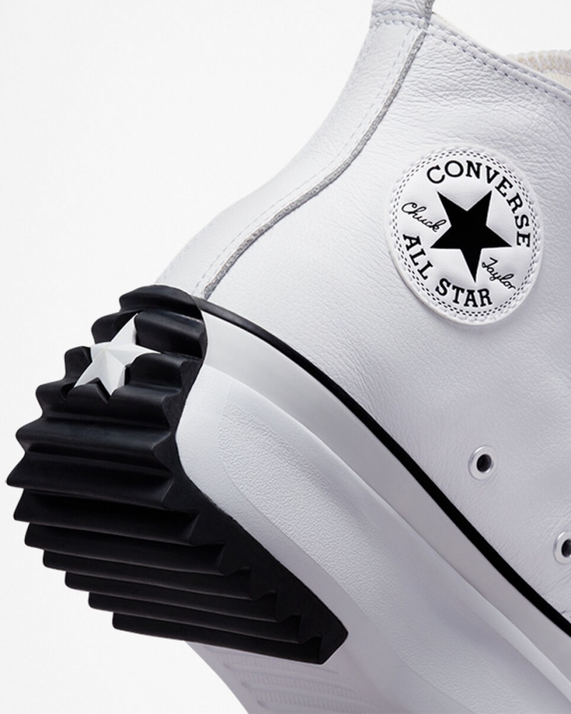 Converse Run Star Hike Plataforma Foundational Couro Branco Pretas | 4987-XCJAB