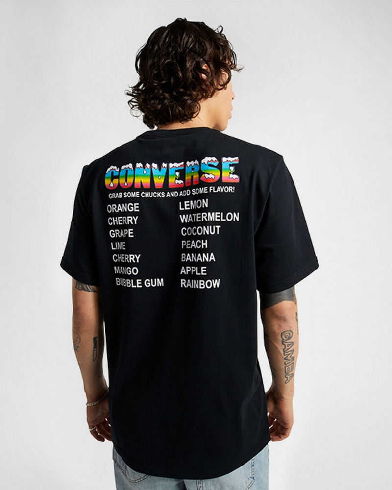 Converse Snow Cone Gráficas Loose-Fit T-Shirt Pretas | 8179-ZBKSC